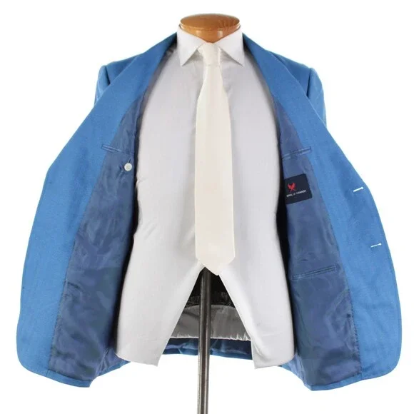 Cardinal of Canada NWOT Wool / Silk Sport Coat Size 40R US In Blue Herringbone